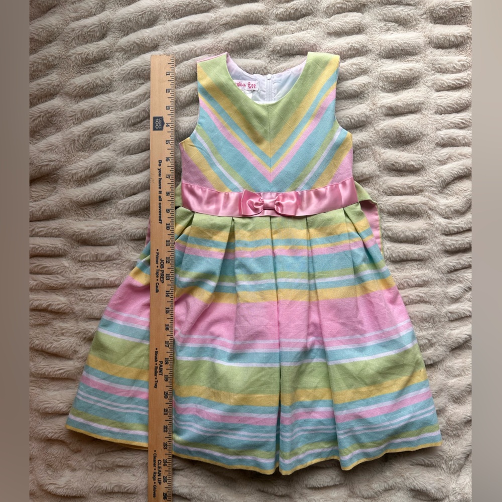 Multicolor Striped Easter/Spring Kids Dress - Picture 3 of 4
